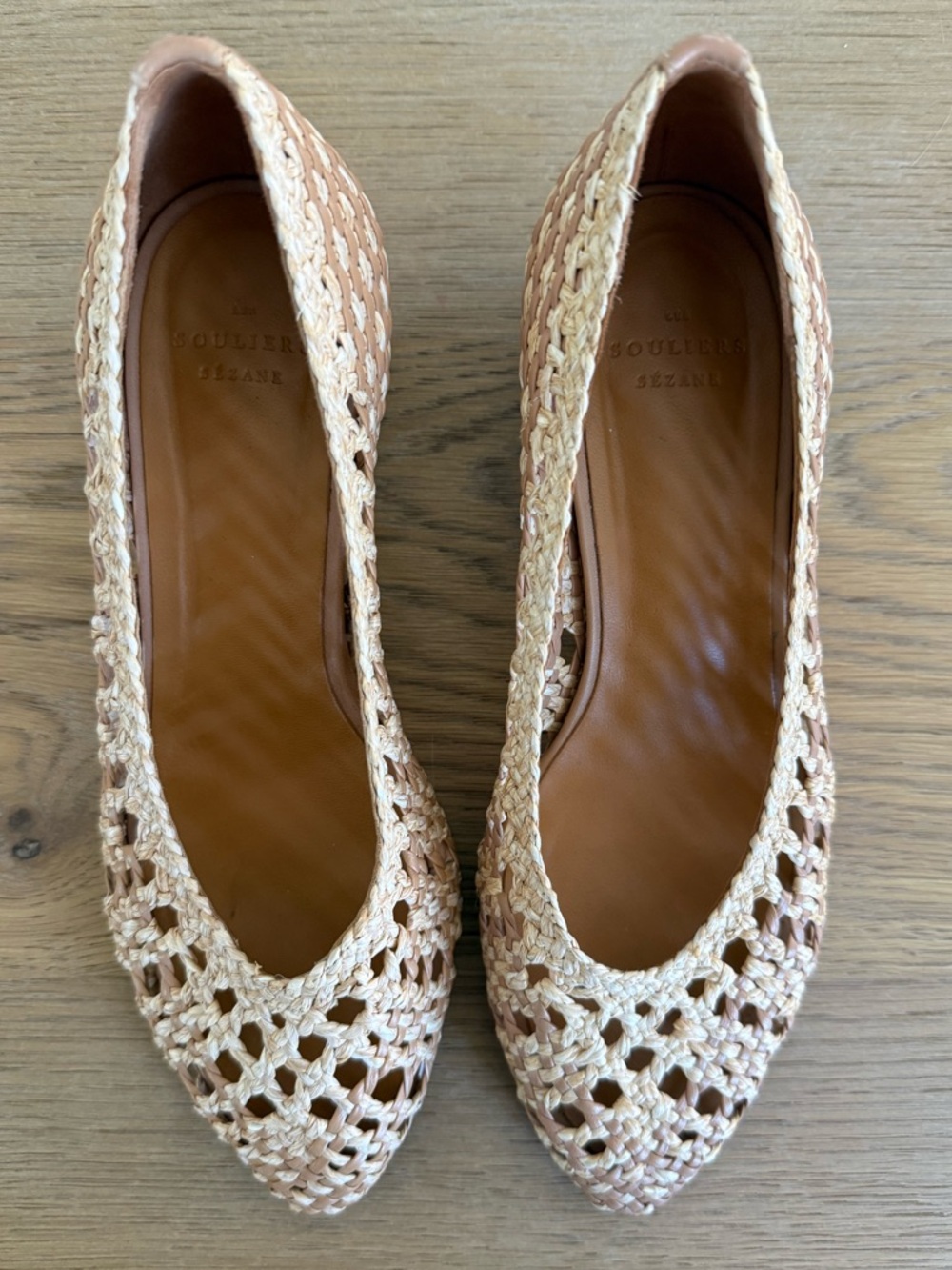 Sézane Anya High Heels in Natural Woven / Raffia - Size EU 38 / US 7